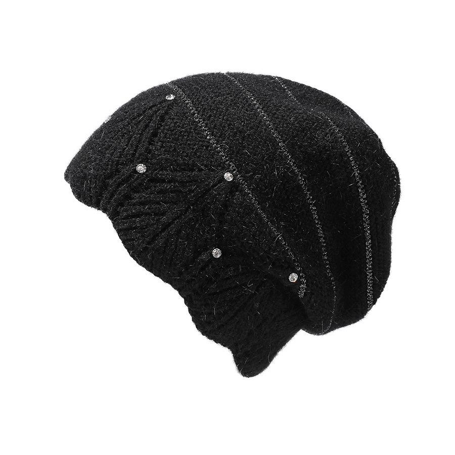 

Роскошные шапки Элегантные кружевные инкрустированные бриллиантами шапки из кроличьей шерсти для женщин Корейские вязаные шапки с ворсом M（56-58cm） чёрный