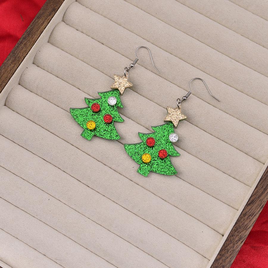 Festive Colorblock Gingerbread Man & Christmas Tree Sequin Earrings