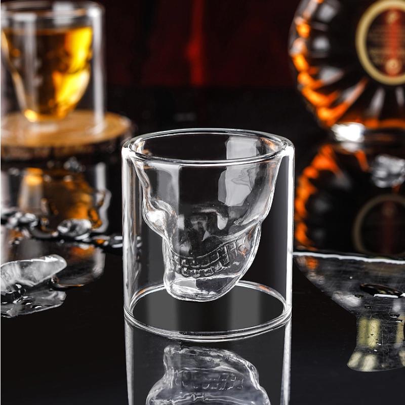 Crystal Skull Glass Cup – Double Layer Transparent Mug for Coffee, Whiskey, Wine, Beer