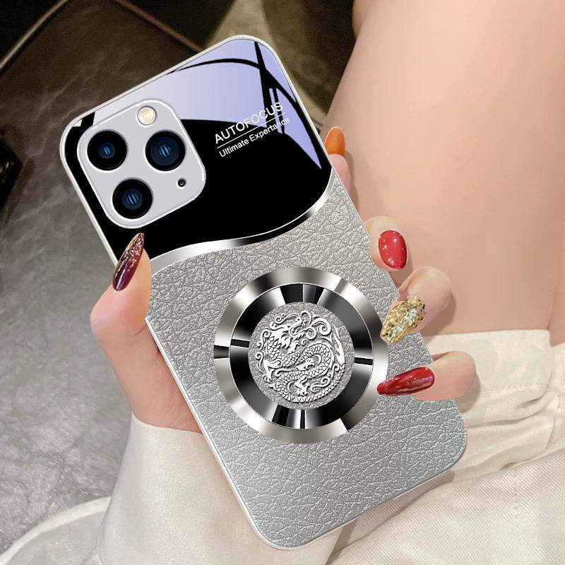 Lucky Ring For IPhone 16 Pro Max 15 Pro 14 13 12 Mini 11 XS Max XR 7 8 Plu SE 2022 Tempered Glass Phone Case