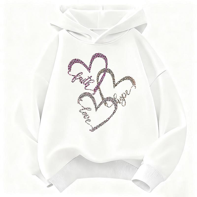 Hoodies Leopard Print with Love Heart Design Children's Sweatshirt Cute Hoody for Boys Girls Autumn Spring Casual Clothes