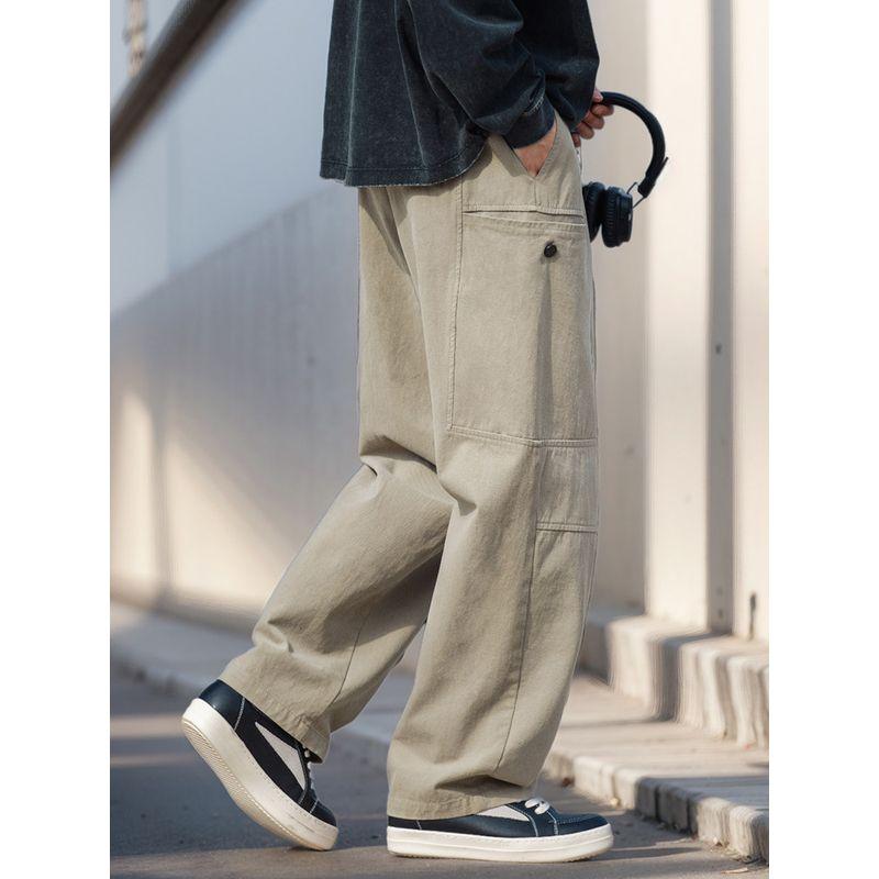 Khaki Casual Pants for Men 2025 New Spring and Summer Work Pants American Retro Straight Loose Slightly Tapered Pants