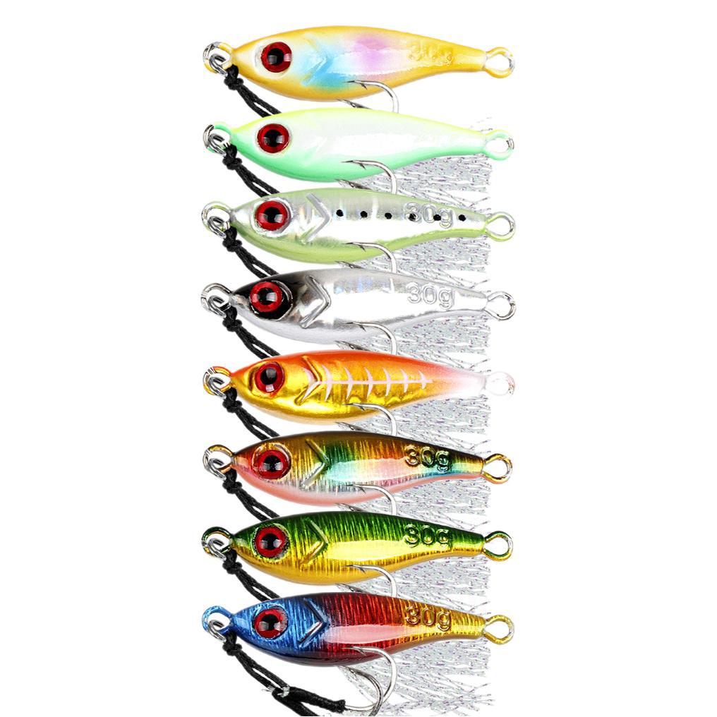 

8PCSLong-range slow-jigging with a metal jig7-30gGlow-in-the-dark little dolphinJIGDouble hook shore casting sea fishing lure 7g