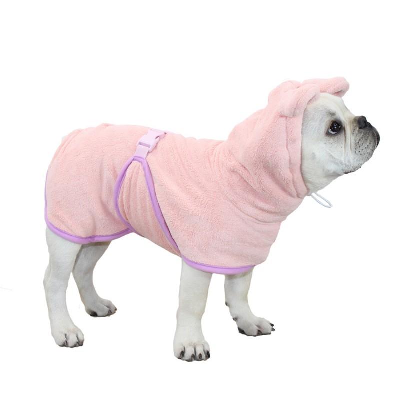 Pet Bath Robe Absorbent Quick Dry Coral Fleece Dog Cat Towel Coat With Bunny Ears Small Medium Large Breeds