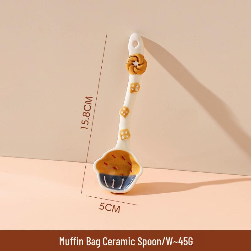 Whimsical Ceramic Long-Handled Cartoon Soup & Rice Spoon