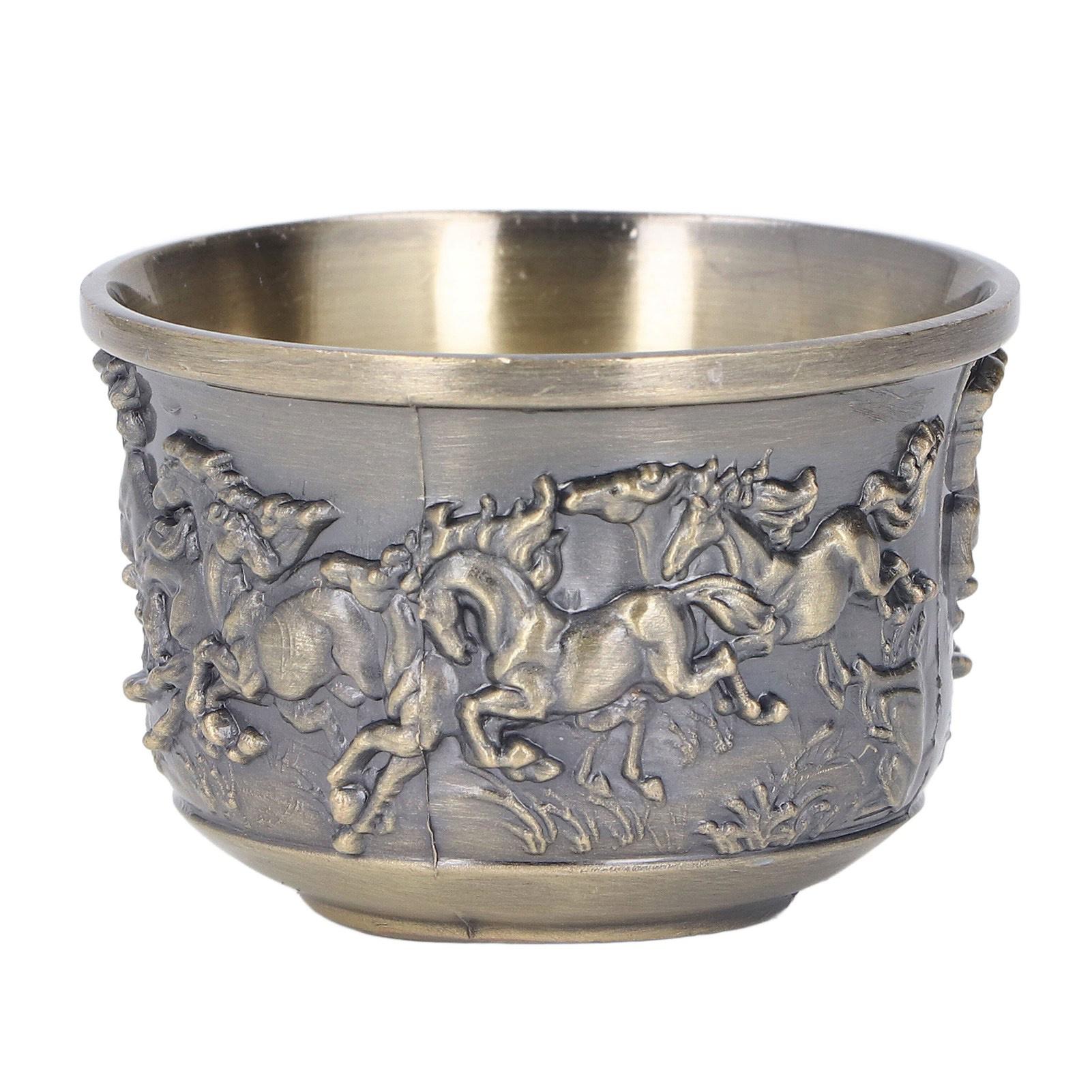 

Бронзова чарка для вина в ретро стилі з візерунком «Кінь до успіху», металева чарка для вина ручної роботи для причастя