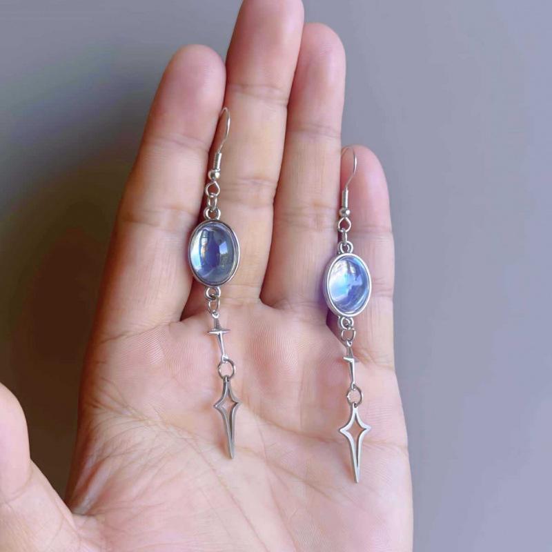 Polaris Earrings: Low-Allergen Y2K Gothic White AB Glass Dangles