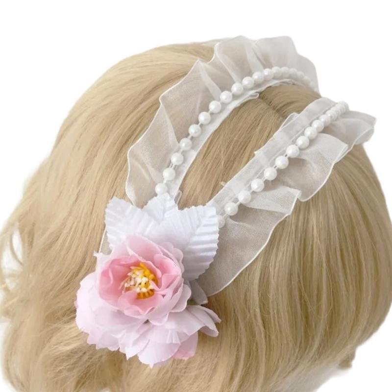 Cute Hair Accessory Hairband Lace Flower Hairpieces Hairpieces Elegant Cosplay Headbands for Parties and Weddings