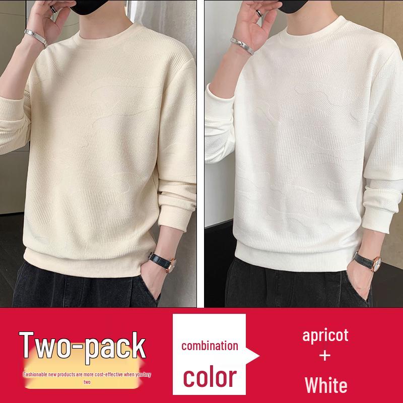 

Мужской жаккардовый вафельный свитер с круглым вырезом, весенне-осенний свободный топ с длинным рукавом для базового слоя 3XL