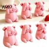 Adorable Animal Figurine for Home Decor 3 Pcs Cute Mini Pig Figurines, 3D Printed See Hear Speak No Evil Kawaii Bedroom Pink Statue, Novelty