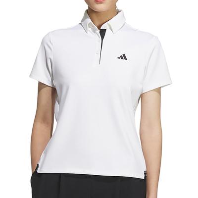 Chemise de Golf Stretch à Manches Courtes pour Femmes Boutonnée Blanche,