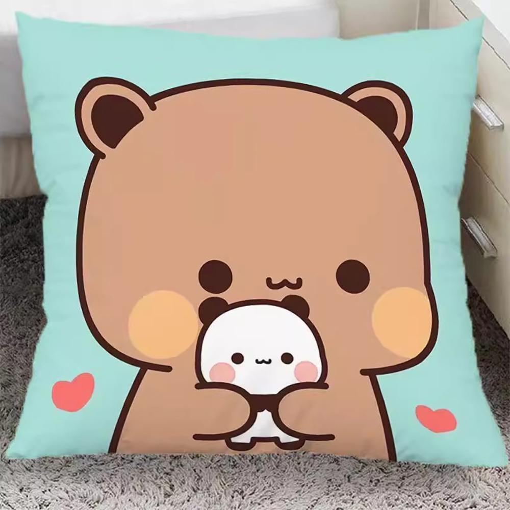 Cute Cartoon Bear and Panda Pattern Pillowcases for a Cozy Bedtime! Sofa Cushion Cover, Room Home Decorationortable