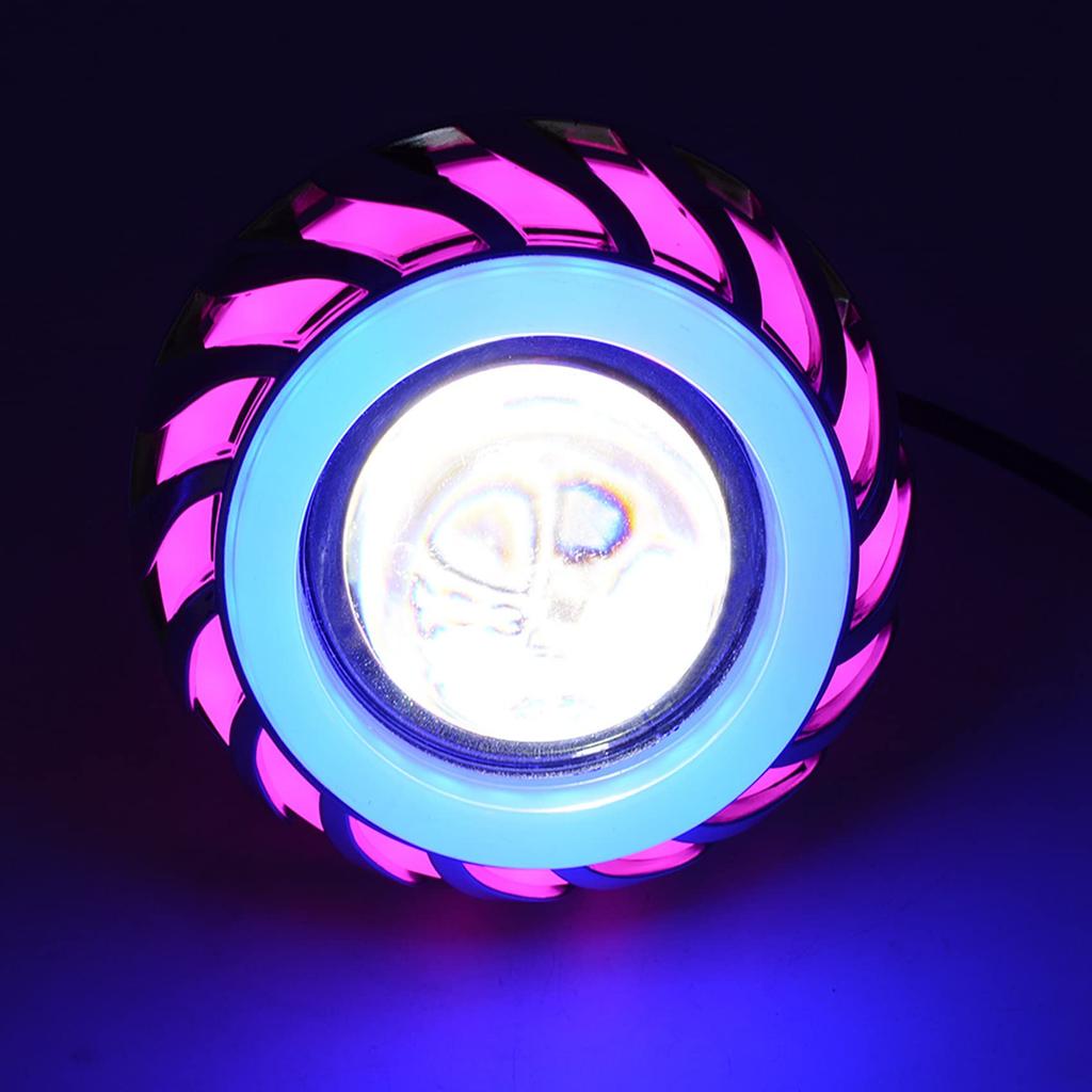Kidonn 2X Bi-Headlight Projector Lens Light with LED Angel Devil Eye Headlight (Pink and Blue)