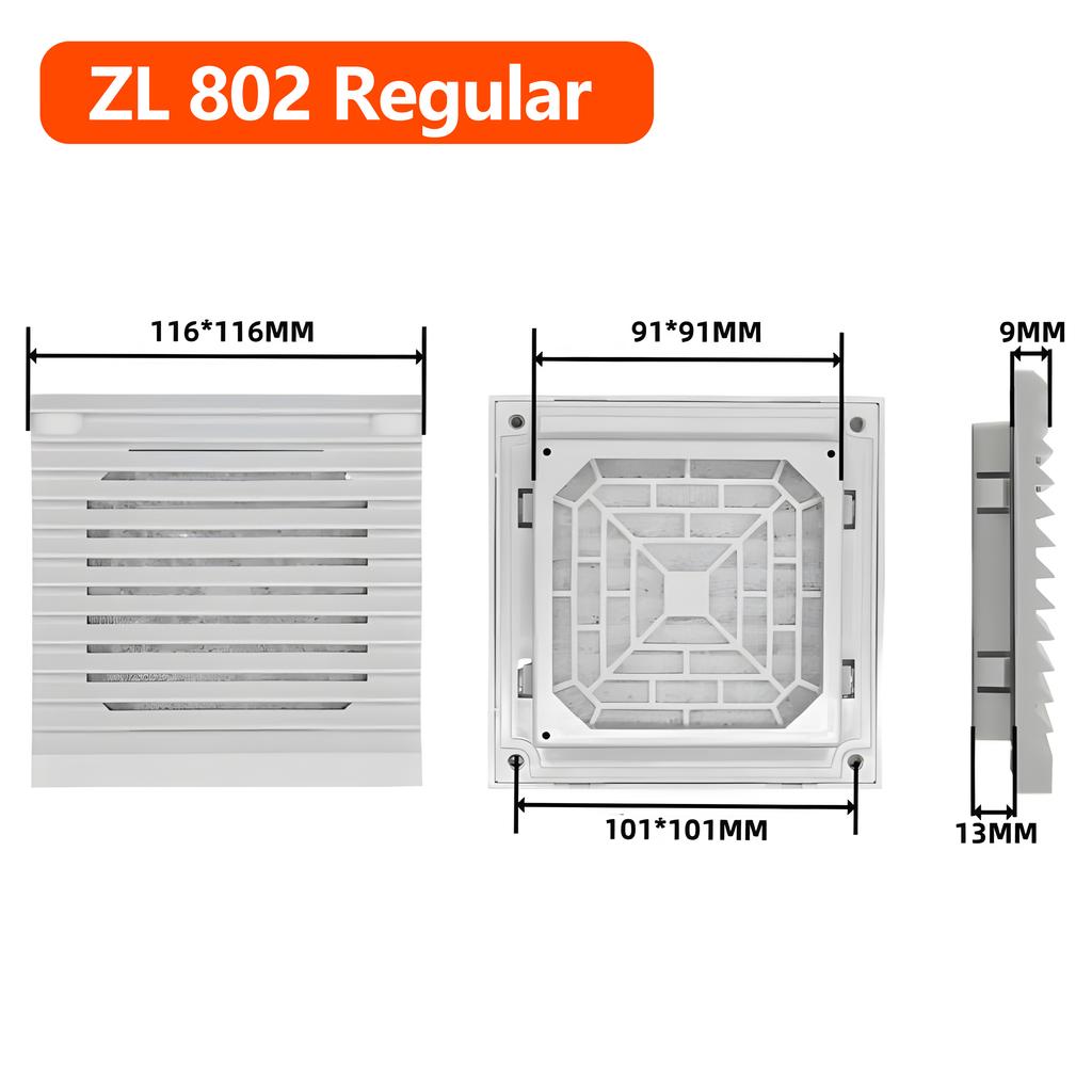 Electrical Cabinet Fan Filter Louver Grille ZL801/802/803/804/805/806, Dustproof Ventilation & Heat Dissipation Axial Fan Cover