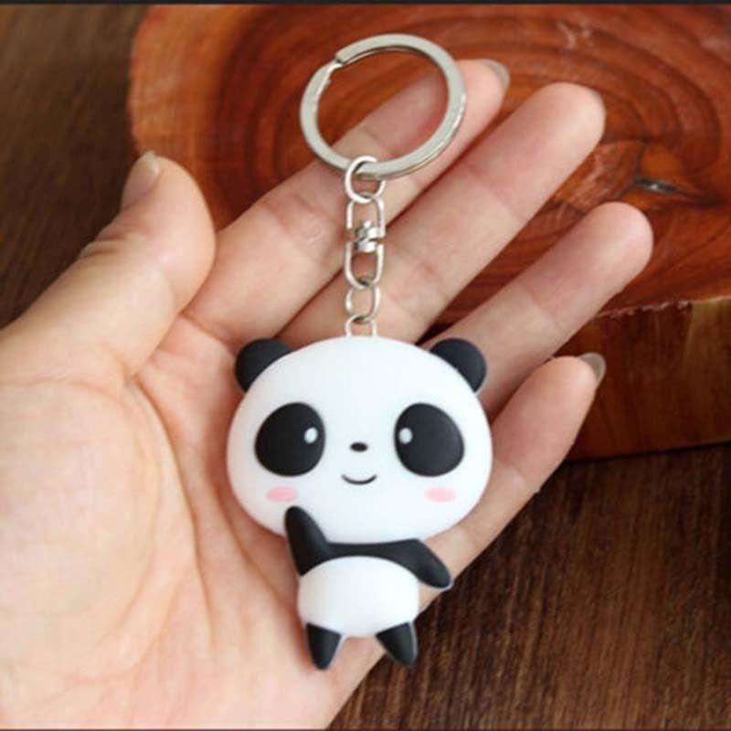 2 Stück Niedlicher Silikon Cartoon Panda Schlüsselanhänger Schlüsselring Tasche Kawaii Anhänger Schlüsselring Kette
