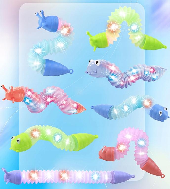 Αισθητηριακό Σκουλήκι Κάμπια ή Σαλιγκάρι Anti-Stress Pop Tube LED Φωτιζόμενο