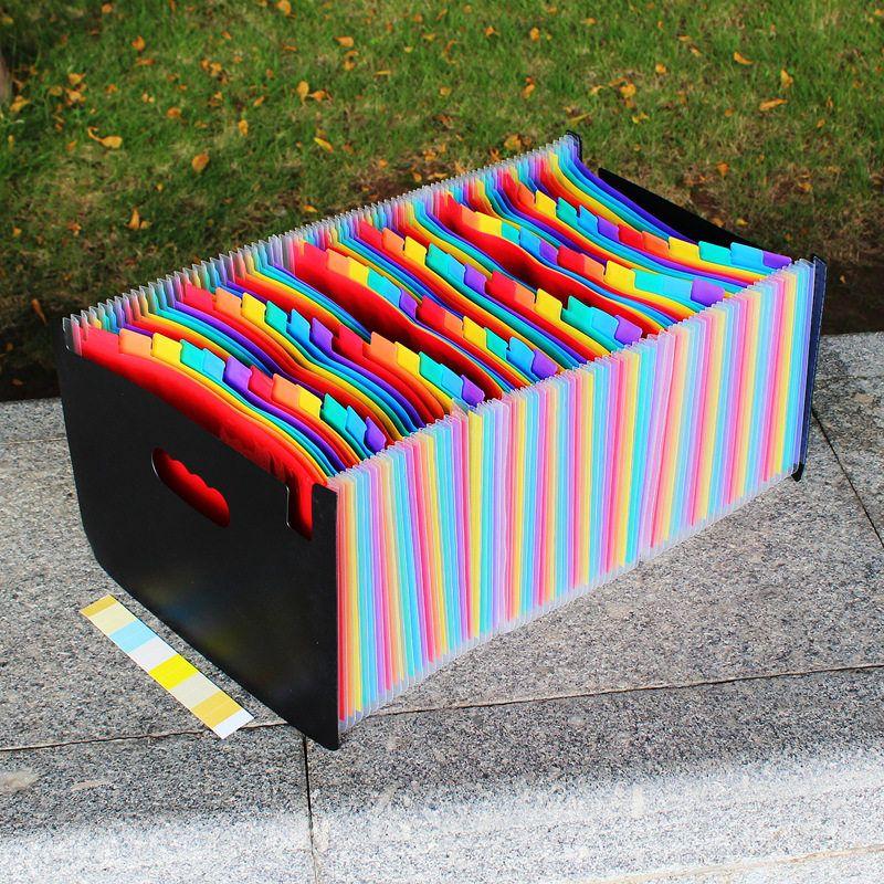 Retractable File Holder Vertical Satchel Folder A4 Paper Test Paper Classification Multi-Layered Material Desktop Storage Storage Clip