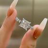 Princess Cubic Zirconia Women Rings Simple Luxury Wedding Engagement Accessories Copper Color Hot Trendy Zircon Dropship