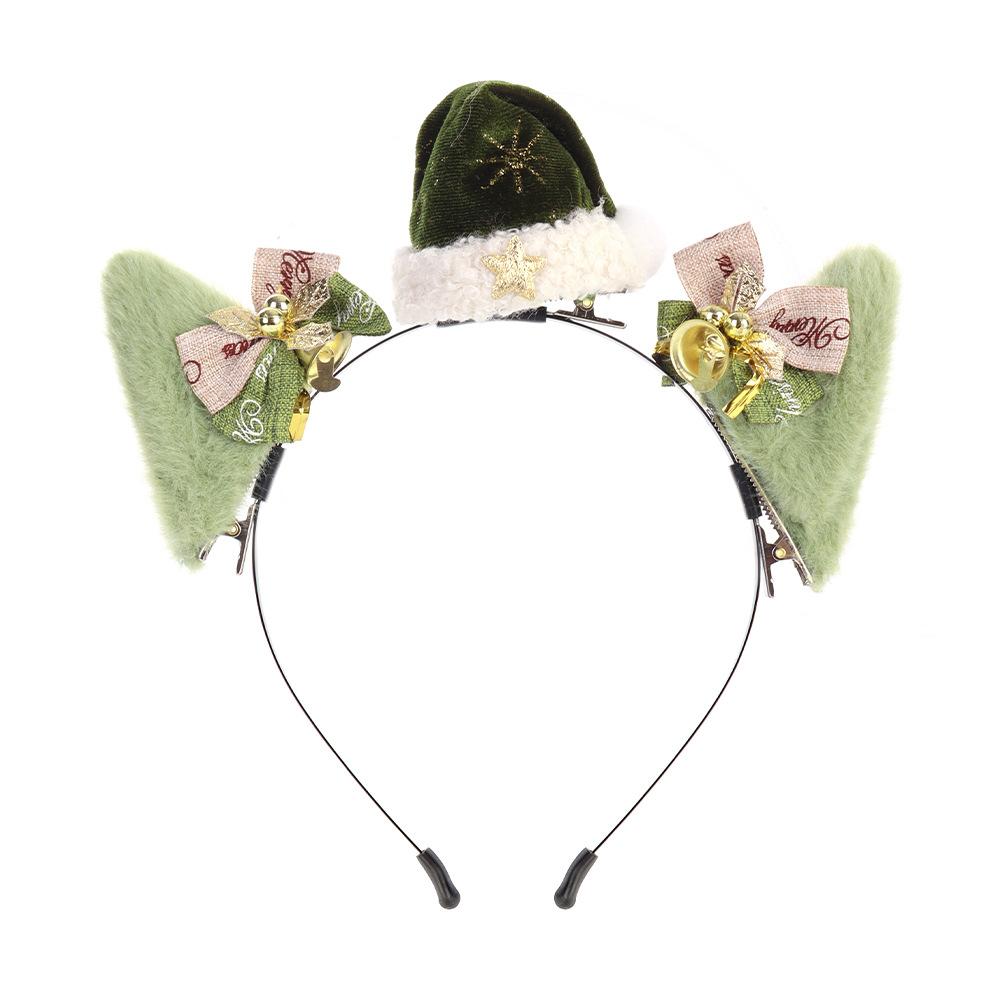 Christmas headband, animal ear hair clip, hat, and headpiece – a 2-in-1 detachable cat ear accessory for autumn and winter, with a Japanese-style
