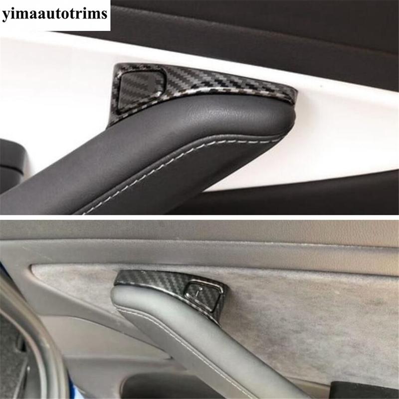 Steering Wheel Window Lift Door Lock Air Adjust Button Cover Trim Carbon Fiber Accessories For Tesla Model 3 Model Y  - 2024