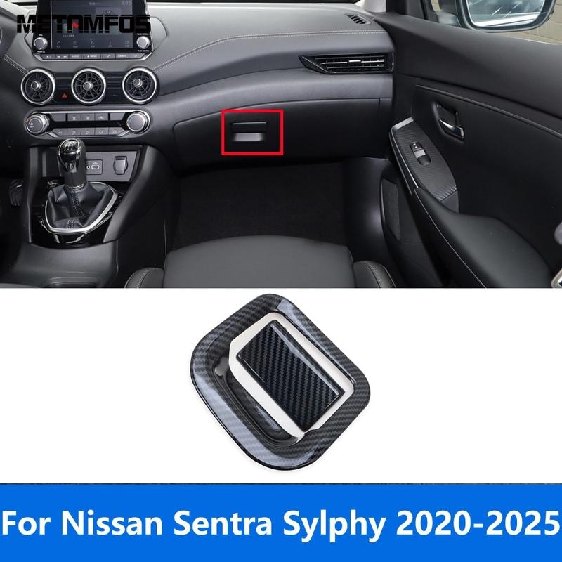 For Nissan Sentra Sylphy -2024 2025 Carbon Fiber Glove Storage Box Door Handle Cover Trim Sticker Accessories Car Styling