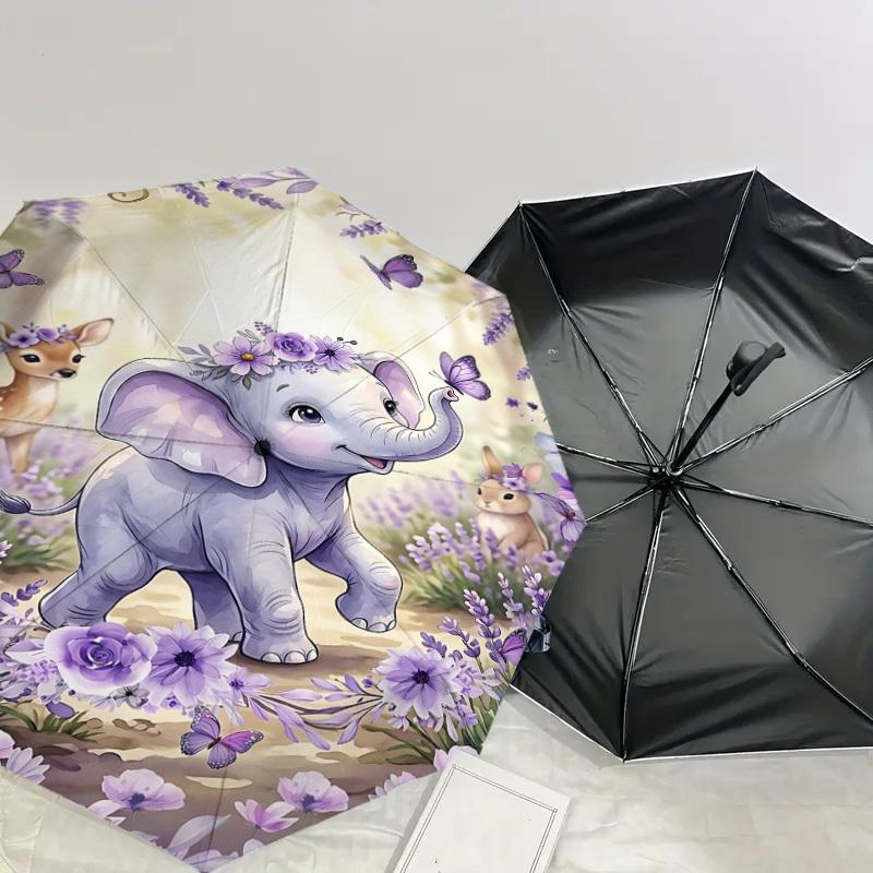 1PC Elephant Umbrella-8-Rib Reinforced, Automatic Open, Lightweight & Durable, Fashion Accessory for Outdoor, H0344