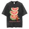 Watermelon Graphic Washed T Shirt Women Vintage Fruit Print  Tee Casual Short Sleeve Summer  Harajuku Streetwear Unisex Tops Daily Wear Cool Top