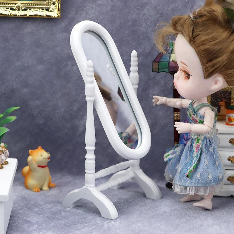 1/12 Scale Miniature Wooden Vanity Mirror Model Ornament - DIY Miniature Photography Props- Seasonal Decor - Perfect Gift