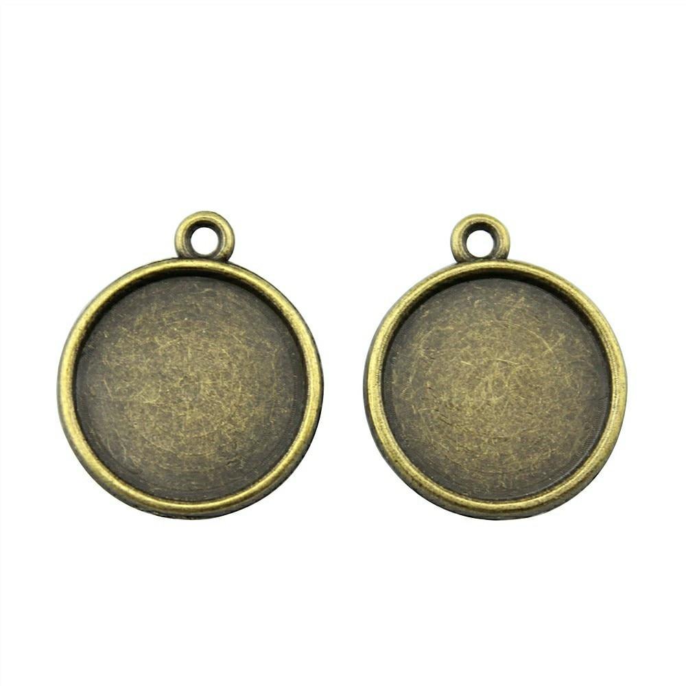 

20шт Круглый классический стиль двусторонний камео Кабошон Подвеска Базовая установка Ювелирные компоненты Аксессуары Антикварная бронза Цвет Цинковый сплав 16 мм