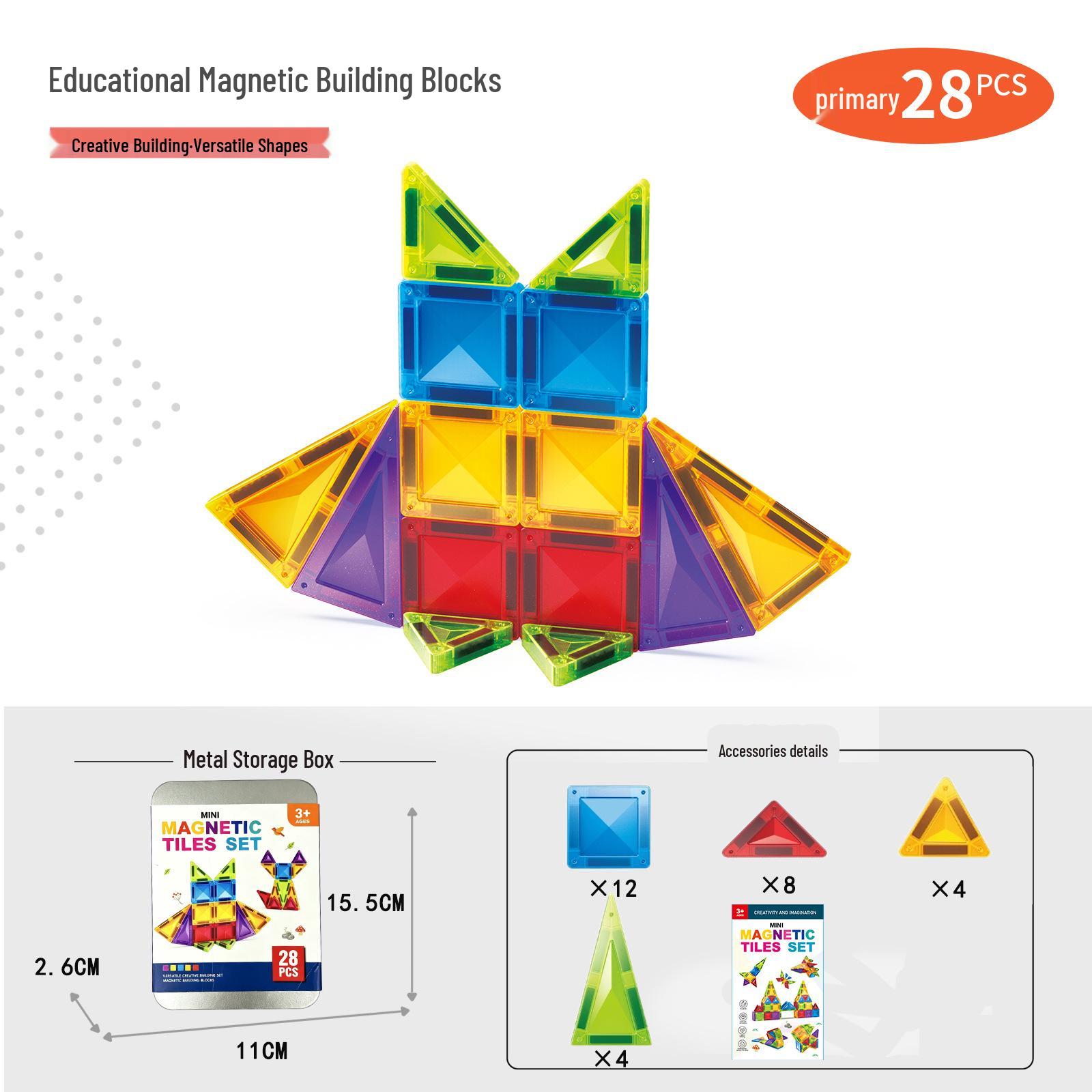 3.75cm Mini Pocket Magnetic Tiles: Portable Stained Glass Puzzle Building Set for Kids, Ideal for Travel and Outdoor Fun.