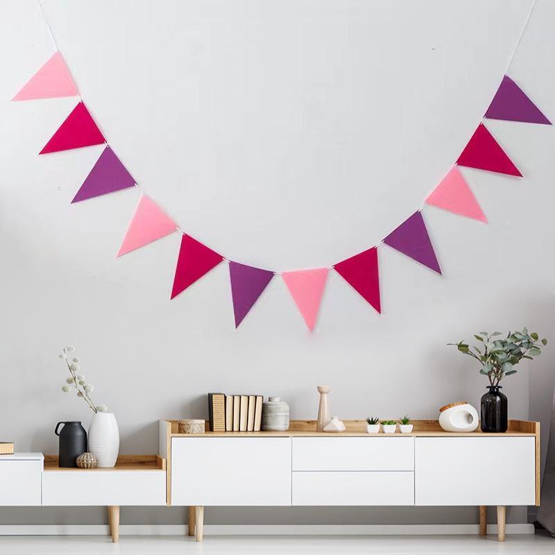 Felt Triangle Birthday Flags for Kids' Room & Party Decoration