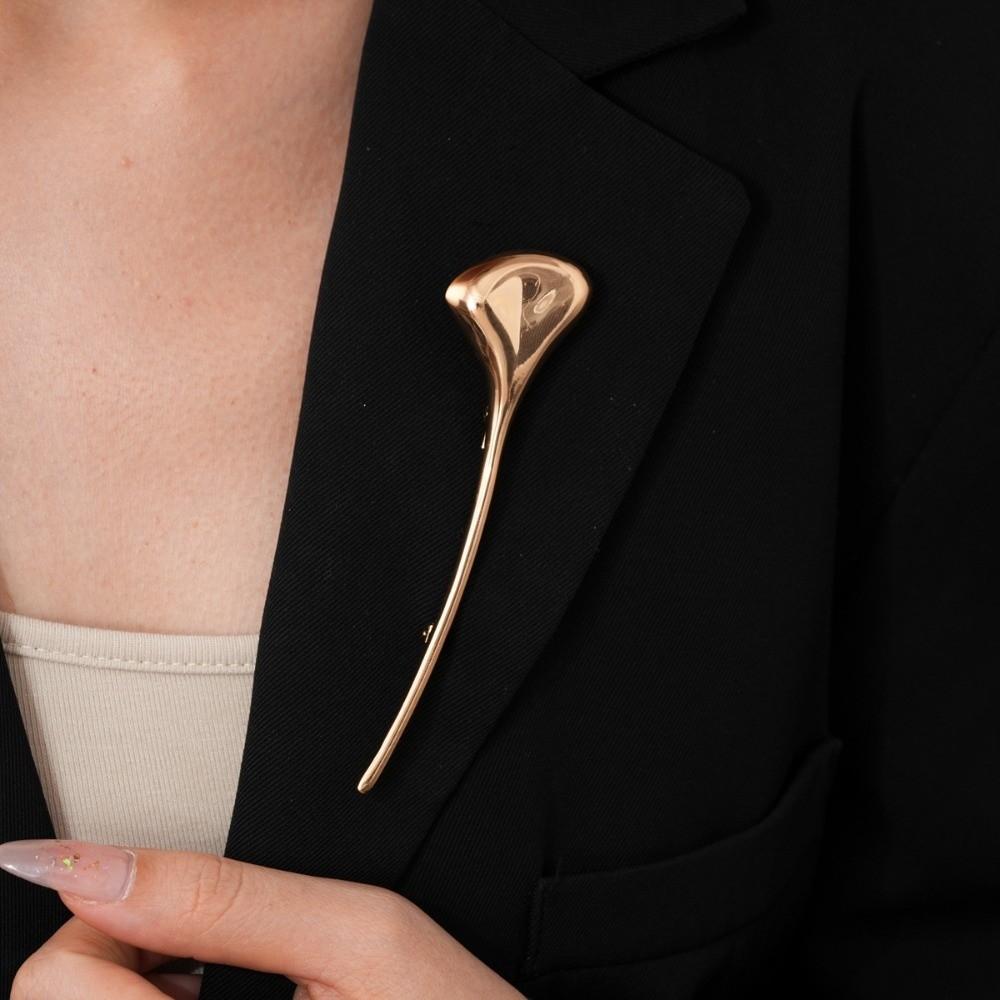 Corsage Ornament Ginkgo Leaf Brooch French Style Metal Glossy Brooch  Western-style Clothes