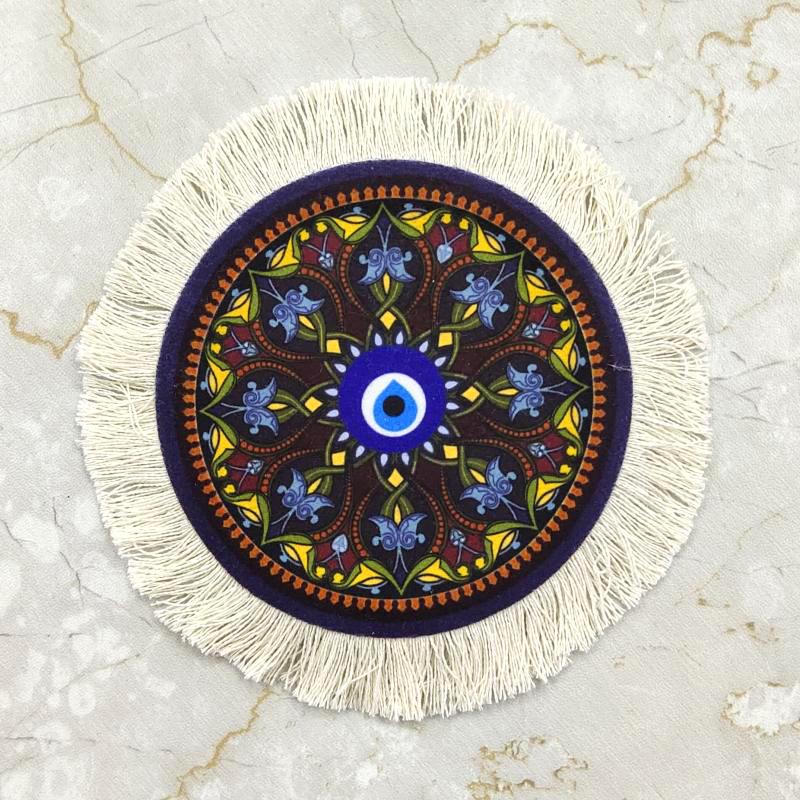 1PC Multi-Use Heat-Resistant Coaster Artisanal Round Durable Mat Non-Slip Ethnic Style Bohemian Coffee Washable 10cm