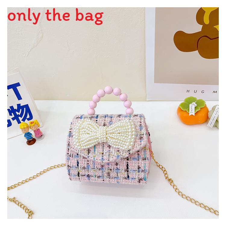 Childrens Cartoon Pattern Pu Shoulder Bag With Artificial Pearl Bow And Flower Decoration For Daily Casual Wear