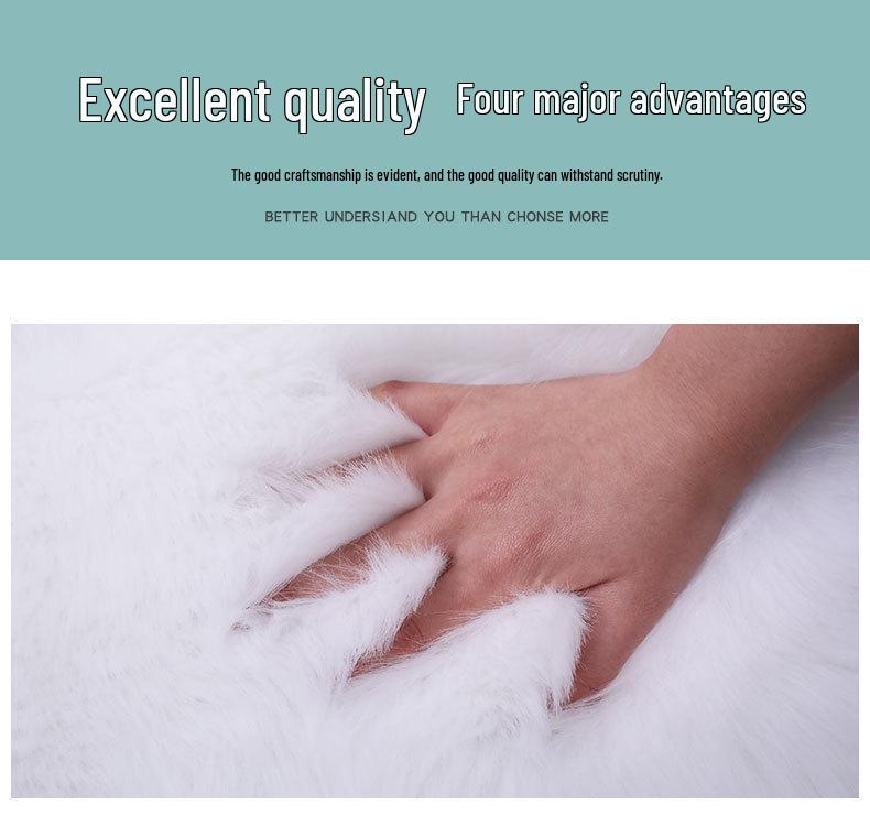 Round Long-Pile Imitation Wool Yoga Mat for Living Room or Bedroom