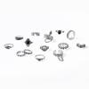 Retro Feather Floral Snake Star Moon Hollow 14 Piece Ring Set