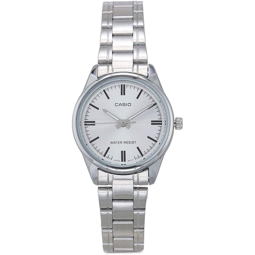 Casio LTP-V005D-7A Womens Standard Stainless Steel Silver Dial 3 Hand Analog Watch, Bracelet