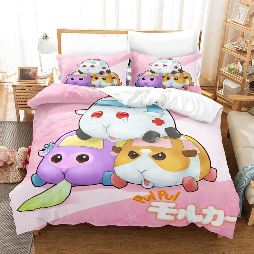 Pui Pui Molcar Bedding Set Single Twin Full Queen King Size Bed Set Adult Kid Bedroom Duvet Cover Sets 3D Anime Bed Sheet Set