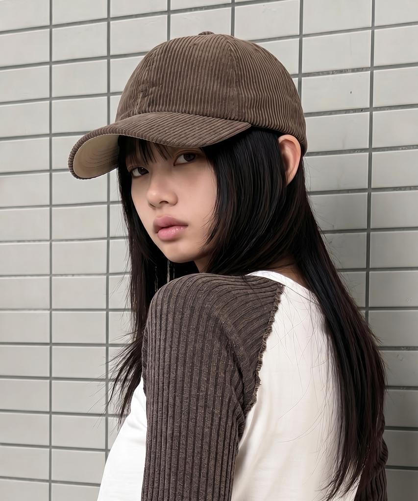 Eondeokeonteulolseutyudio Corduroy Autumn Ball Cap Ball Cap / Pigment Cd / C Brown