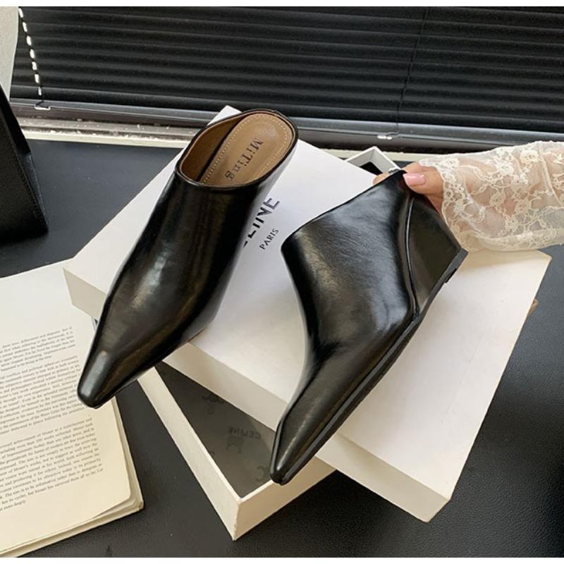 Design Platform Wedges High Heels Mule Baotou Half Women's Leather Slope Heel High Cool Outwear Thick Lazy Muller Shoes