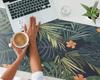 Non-slip Protective Desk Mat Tropical Leaves Flower 120X60 Cm