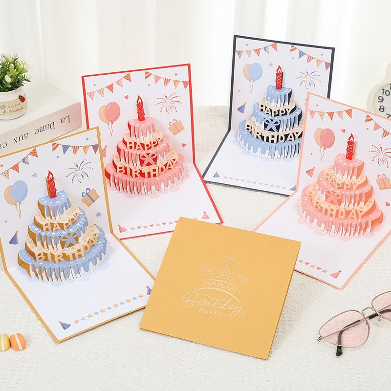 1/5Pcs Music Glowing Lighting Greeting Cards Birthday Blessing Postcard Handwritten Birthday Party Greeting Card