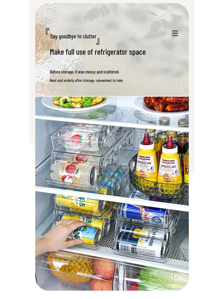 Double-Layer Rolling Beverage Storage Organizer for Fridge
