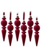 6PCS Oddly Shaped Velvet Christmas Ball Set Solid Color Long Finial Hanging Ornaments  Christmas