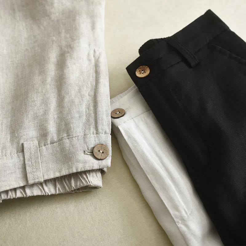 Fashion Cotton Linen Pants Women Elegant High Waist White Wide Leg Trouser Woman Casual Baggy Straight Streetwear Pants