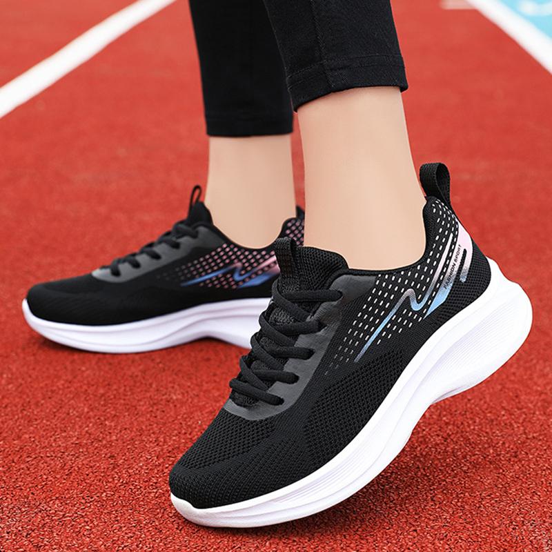 Fashion Women's Breathable Mesh Running Sneakers Fashion White Platform Sports Shoes for Women Thick Sole Non Slip Casual Walking Shoes