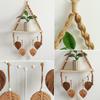 Boho Woven Wall Hanging Shelf Macrame Plant Holder & Storage Rack for Home Decor Khaki