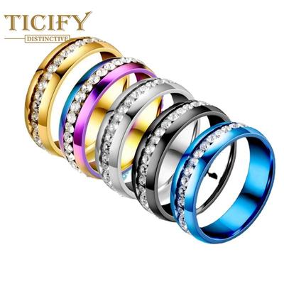 Niche Titanium Steel Single -row Zircon Ring Stainless Steel Zircon Couple Couple