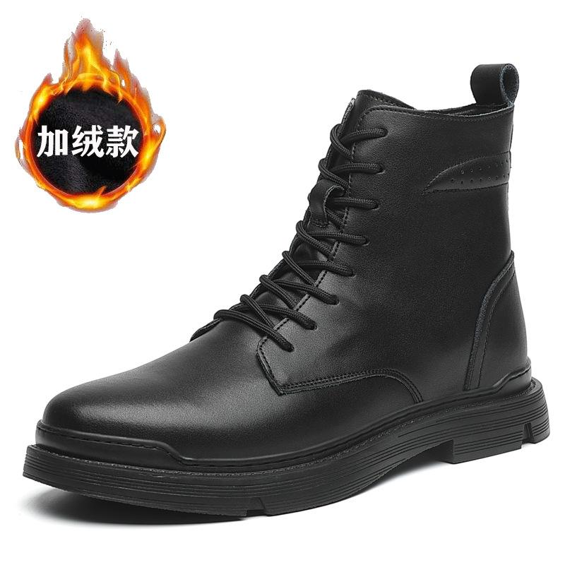 Fashion Cowhide Men's Motorcycle Boots High Top British Style Retro Chelsea Boots Workwear Boots