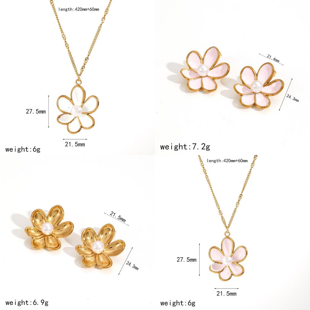 Collection de Bijoux Floraux de Designer Printemps en Acier Inoxydable Pour Dames Usage Quotidien